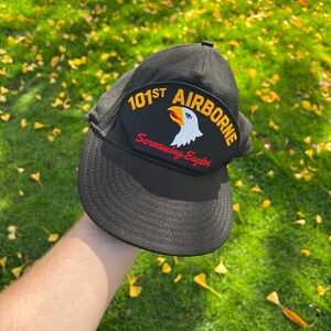 Vintage 101st Airborne Black Adjustable Snap Back Hat Military